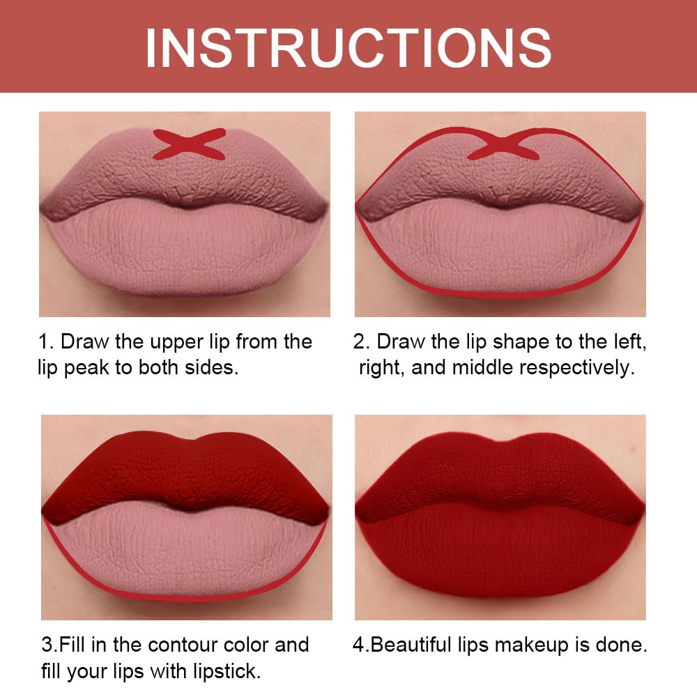 evpct 3Pcs Chestnut Nude Brown Matte Lip Liner and Lipstick Combo Set Kit for Women Antique Rose Magic Lipstick 24 Hours Original Lip Liner Makeup Stain Long Lasting Waterproof Smudge Proof labial