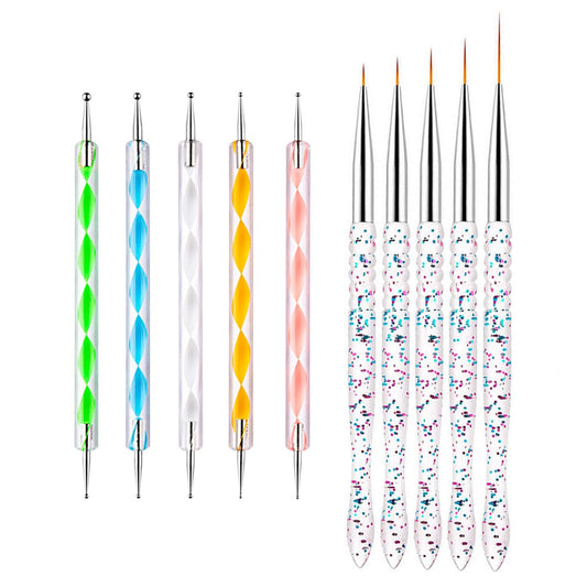 5 Pcs Nail Art Sculpture Pen Dual Tipped Silicone Nail Tools Nail Art Silicone Brushes for Design Nail Carving Drawing Shaping Effect