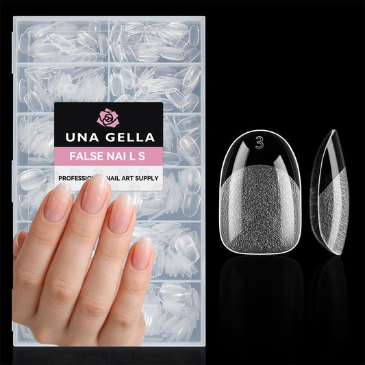 UNA GELLA Almond Gel Nail Tips 504PCS Pre-Etched Clear Fake Nails Tips