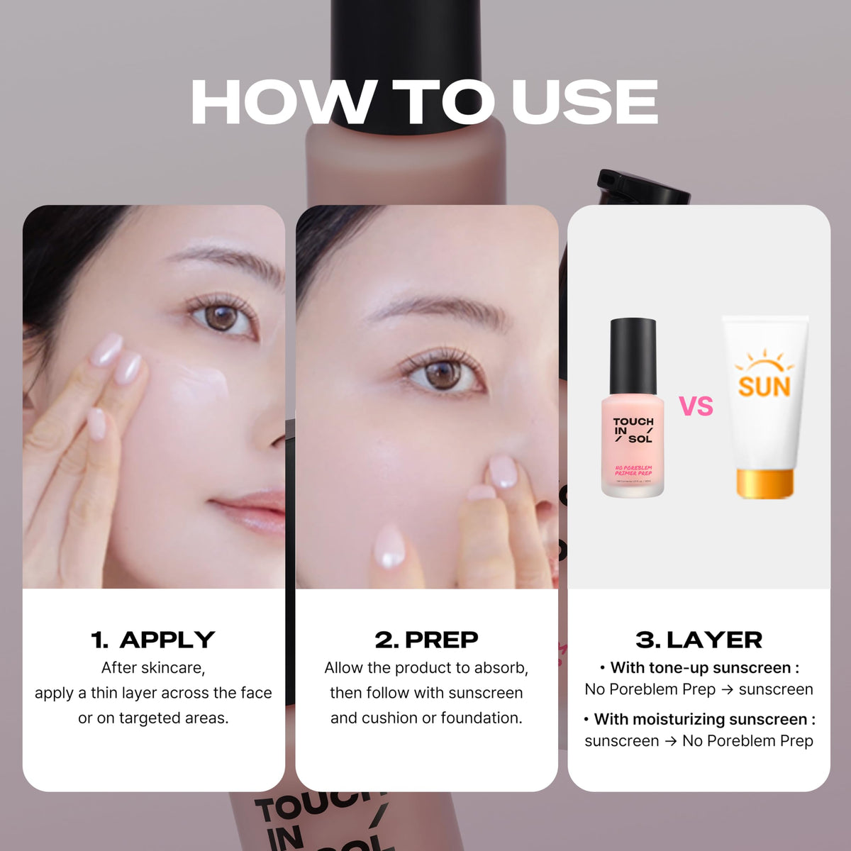TOUCH IN SOL No Poreblem Primer – Pore Primer for Korean Makeup, Mattifying Primer for Oily Skin, Pore Eraser for Large Pores, Blurring Finish from K Beauty (1.01 fl.oz/30ml)