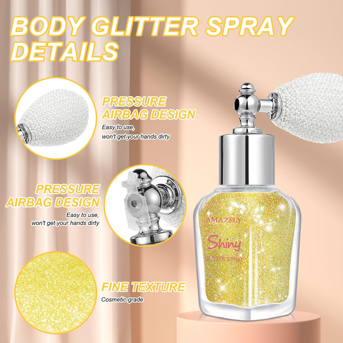 Hair and Body Glitter Spray, Shimmering Powder Sparkle Powder Makeup, Glitter Loose Sparkle Makeup for Body Highlighter,Festival Prom Rave Accessories (Glint-Rainbow)