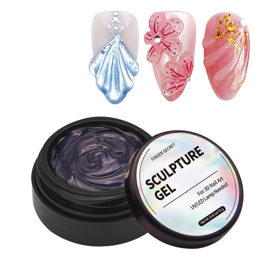 3D Sculpting Gel Kit – 2×20g Nail Art Gels with Dual Pens, Gold & Silver Chrome Powders, Brushes & Rhinestone Tray for DIY Nail Design at Home or Salon