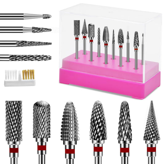 CGBE Nail Drill Bits Set: 10PCS Tungsten Carbide Drill Bits for Nail Drill