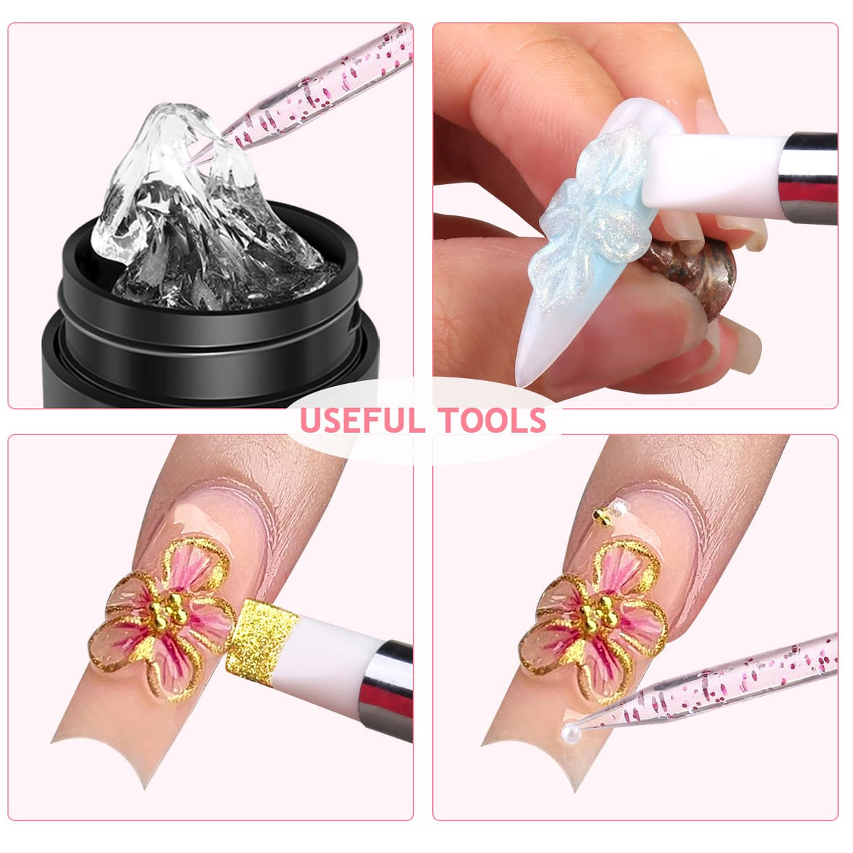 3D Nail Sculpting Gel Kit, Clear & Black Solid Builder Gel