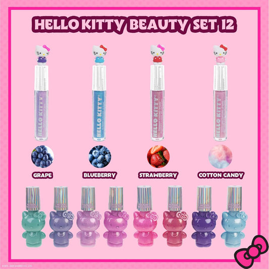 Hello Kitty Makeup Set with Nail Polish & Lip Gloss, 12-Piece, Ages 3+