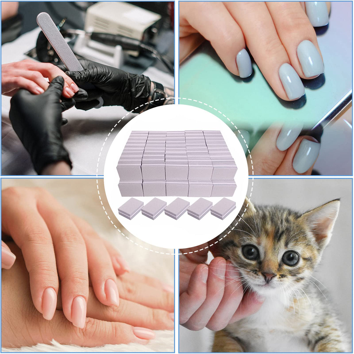 Nail Buffers (50 Pack), Mini Buffer Block Nail File for Acrylic Nails and Natural Nails, 100/180 Grit Nail Buffer Block Bulk Buffing Blocks for Nail Buff Professional Manicure File Blocks Set Pink