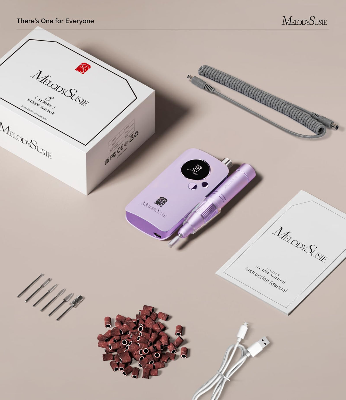 MelodySusie Clip-On SC320F Rechargeable Nail Drill 30,000 RPM for Beginners