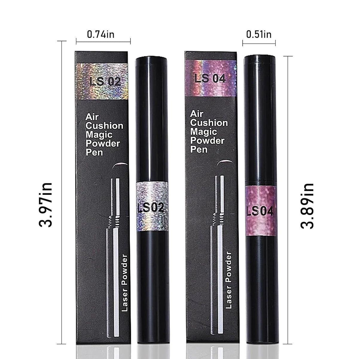 Air Cushion Chrome Powder Nail Pen Set (2 PCS) - Holographic Laser Mirror Effect Chrome Nail Pens, Magic Powder Applicator for Nails for DIY Nail Art & Salon Use