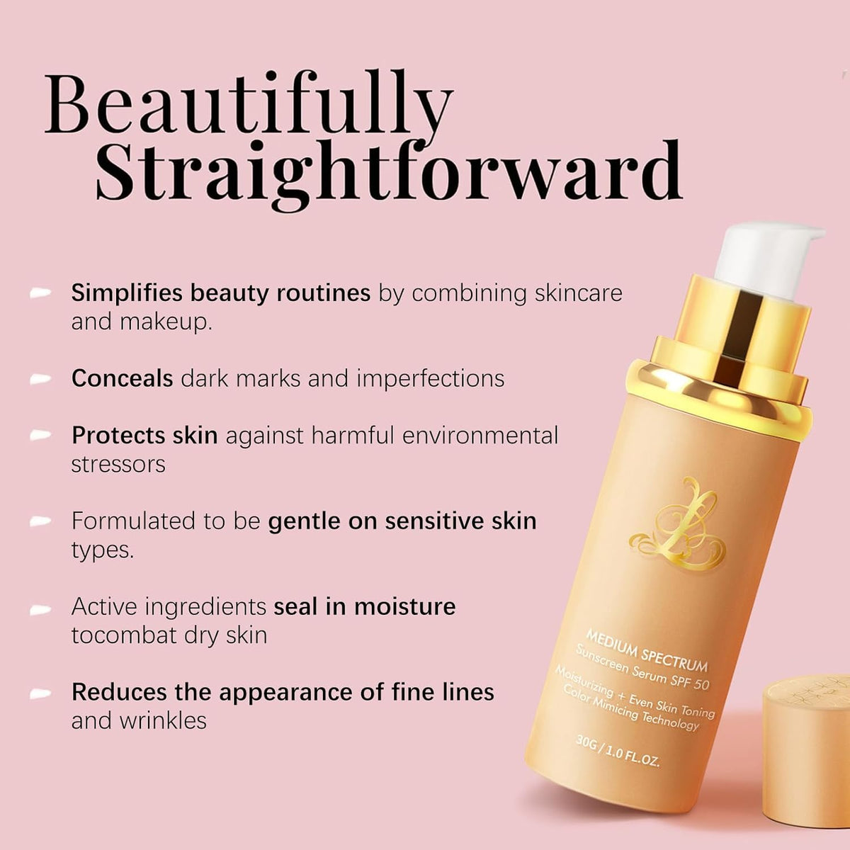 Color Changing Foundation 4-in-1 with SPF50, Match Liquid Foundation Medium