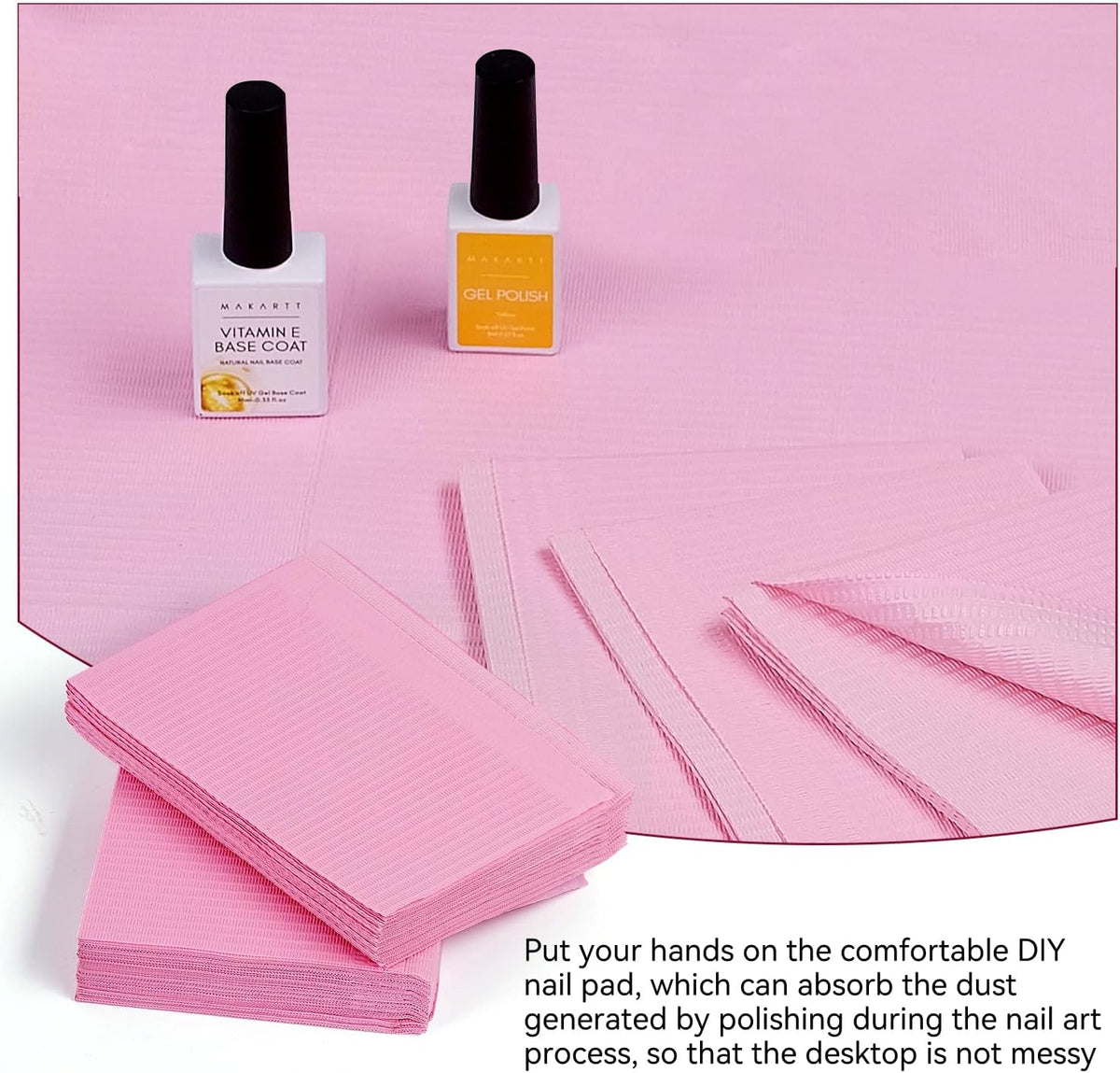 Makartt 50 Pcs Pink Disposable Nail Mats, 18"x13" Waterproof