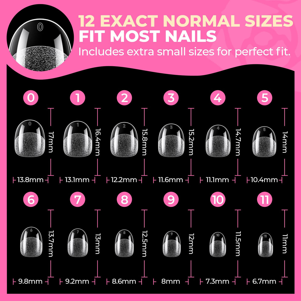 UNA GELLA Almond Gel Nail Tips 504PCS Pre-Etched Clear Fake Nails Tips
