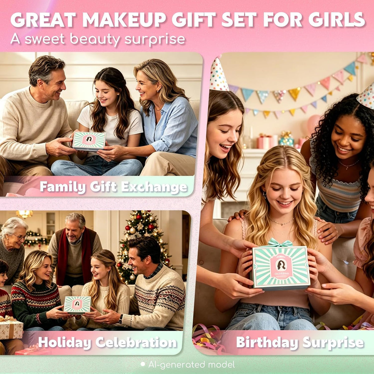Color Nymph Makeup Kit for Teens Girls Beginners Travel Make up Set Green