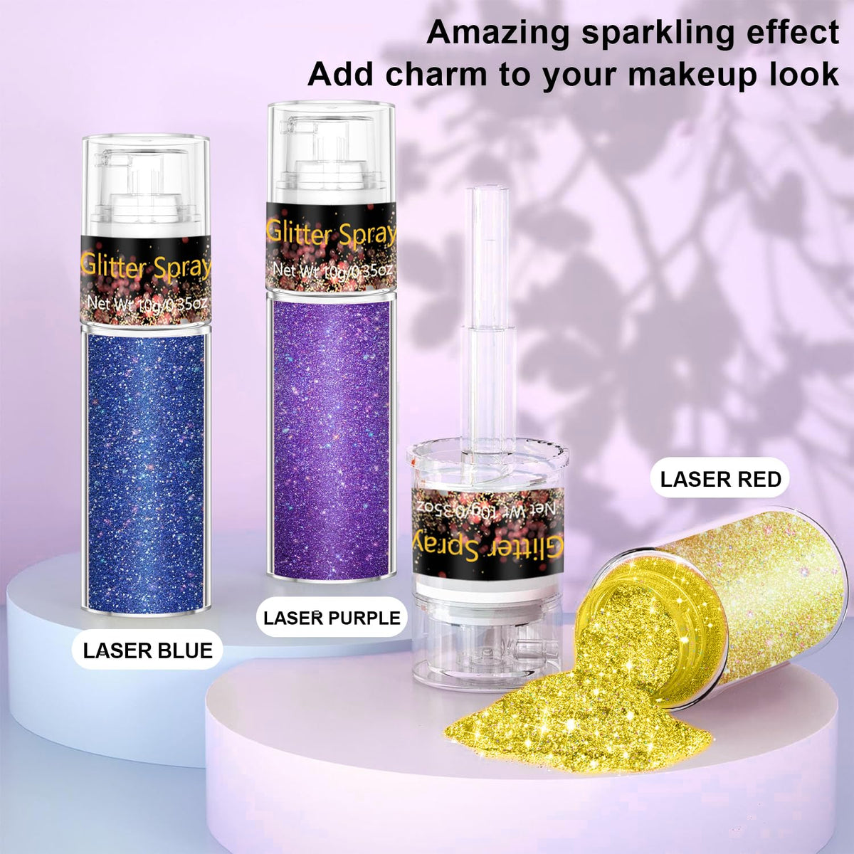 Scarman Hair and Body Glitter Spray, 1PC Glint-Rainbow Hairspray Powder