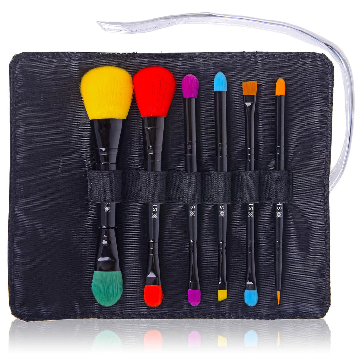 SHANY Vegan Makeup Brushes - 6 PC Double Sided Travel Make up Brushes with Brush storage Pouch - Old Style