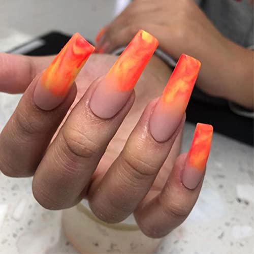 BTArtbox Half Cover Clear Fake Nails with Case, Long Square, 500 Pcs