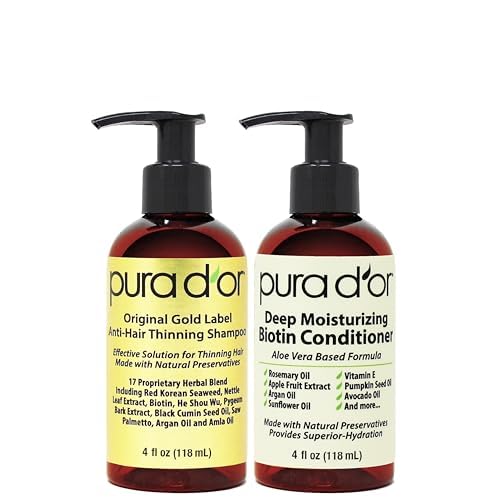 PURA D'OR Gold Label Anti-Thinning Biotin Shampoo & Conditioner, 16oz x2