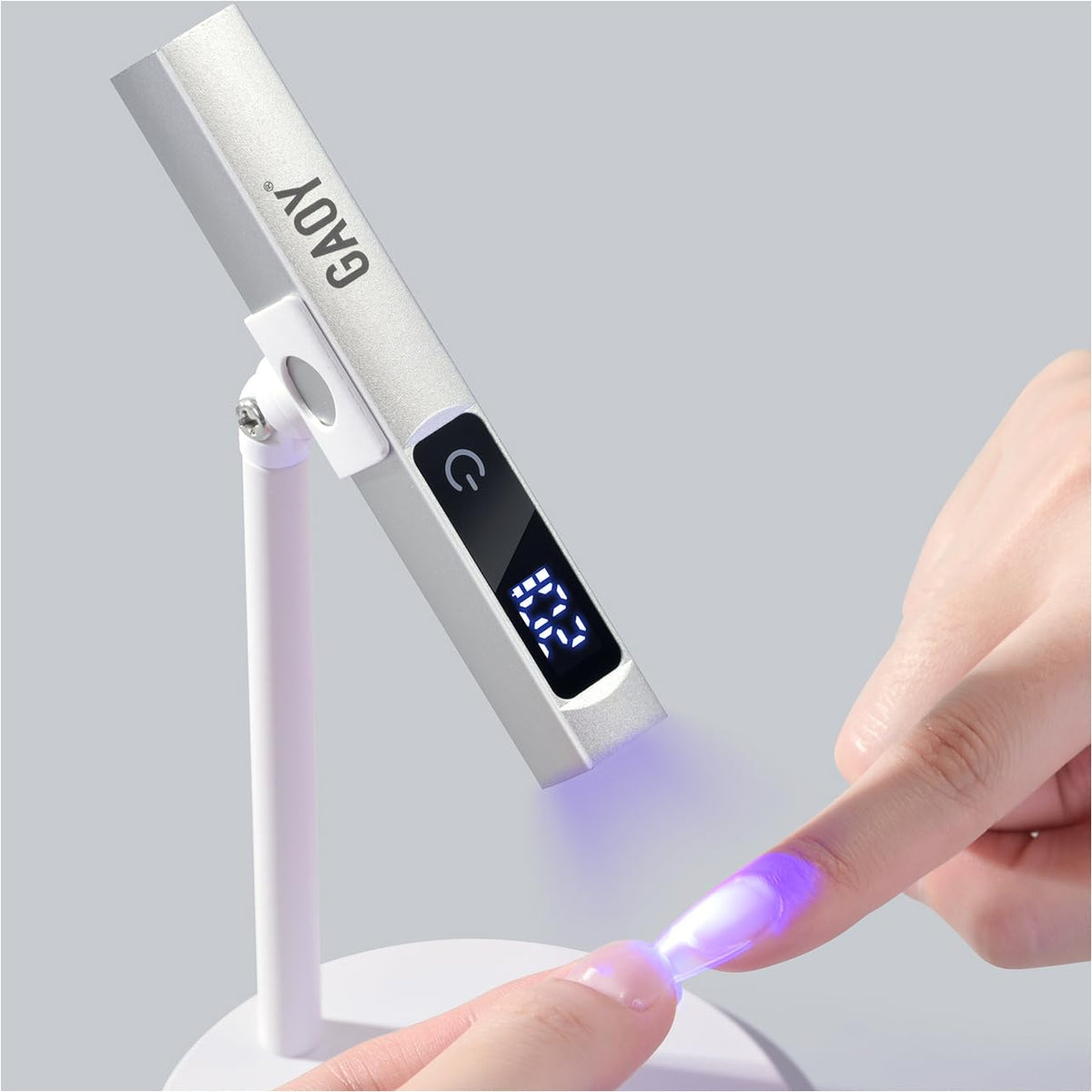 GAOY Handheld UV Light for Gel Nails with Stand, Cordless Nail Lamp, Silver