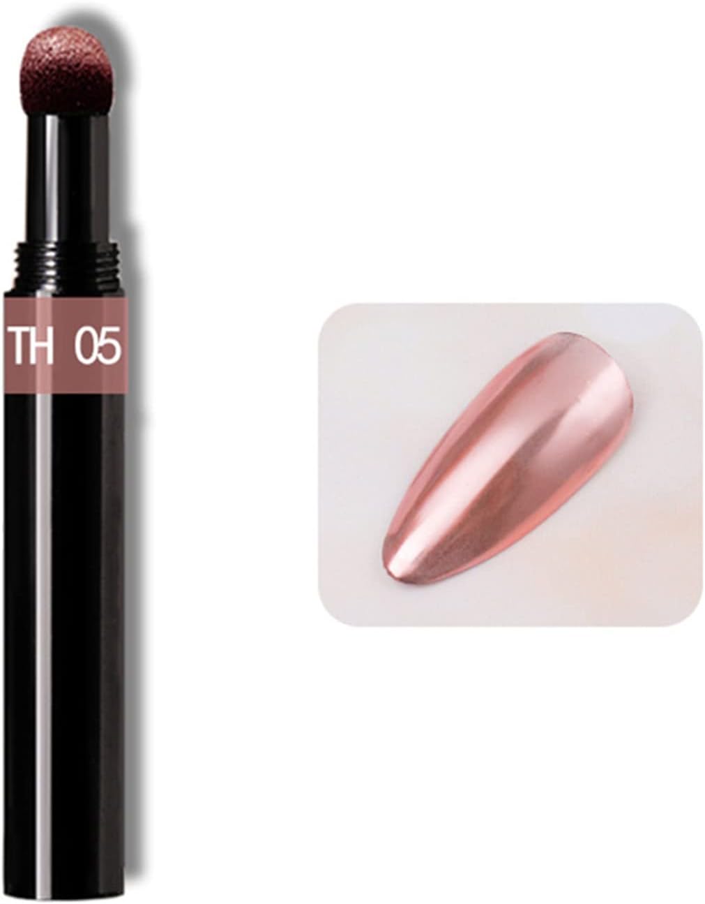 Rose Gold Chrome Nail Powder Pen,RoseFlower 6 pcs Metallic Nail Art Pigment Powder Pen Set, Shiny Nail Glitter Powder Air Cushion Pen with Magic Mirror Effect for Nail Art Design Decoration