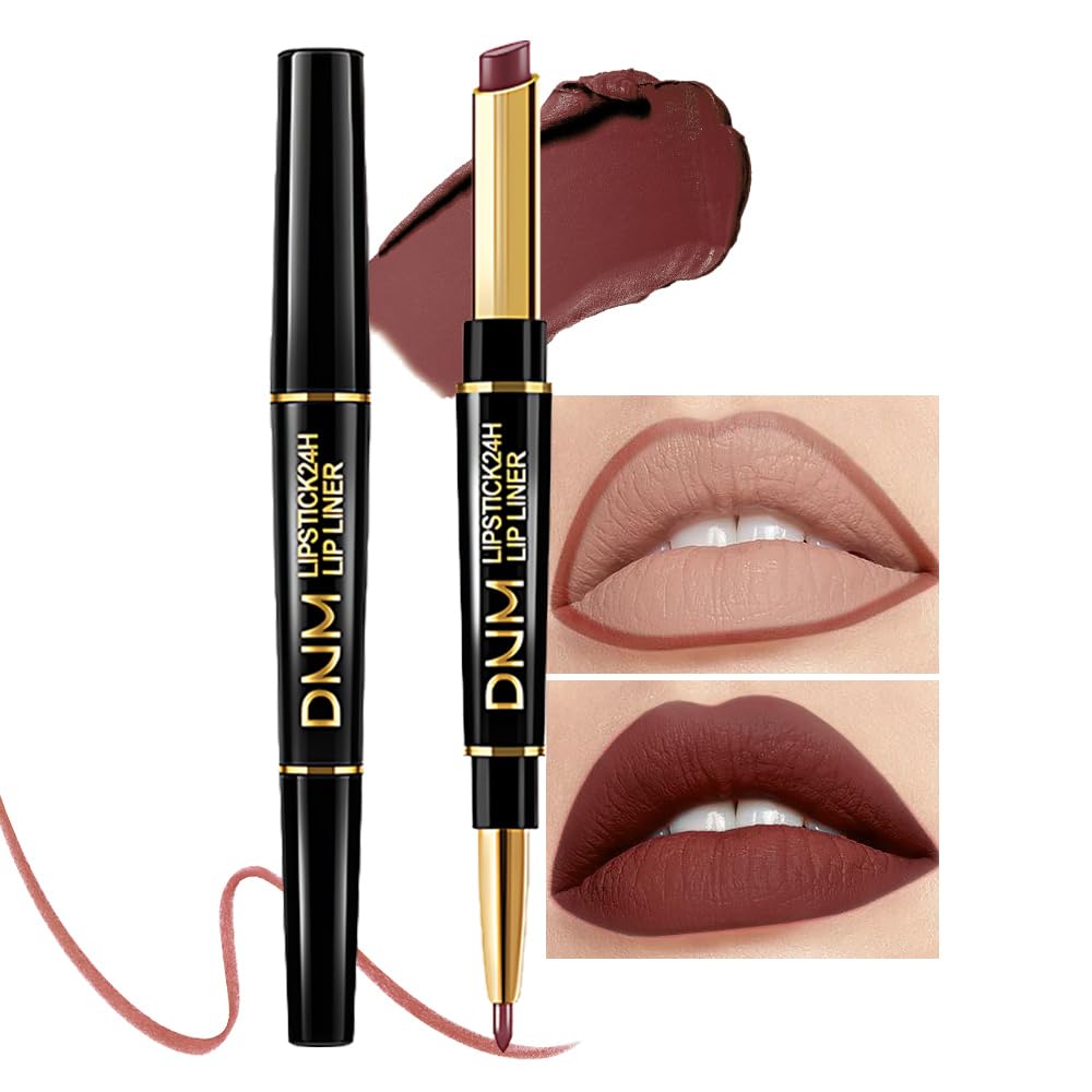 evpct 3Pcs Chestnut Nude Brown Matte Lip Liner and Lipstick Combo Set Kit for Women Antique Rose Magic Lipstick 24 Hours Original Lip Liner Makeup Stain Long Lasting Waterproof Smudge Proof labial