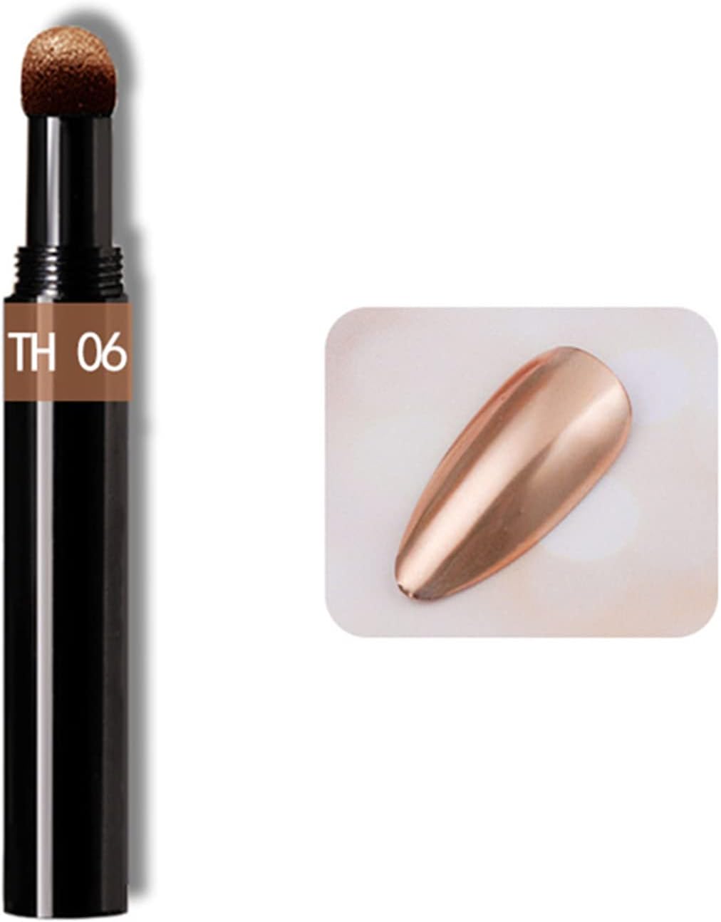 Rose Gold Chrome Nail Powder Pen,RoseFlower 6 pcs Metallic Nail Art Pigment Powder Pen Set, Shiny Nail Glitter Powder Air Cushion Pen with Magic Mirror Effect for Nail Art Design Decoration