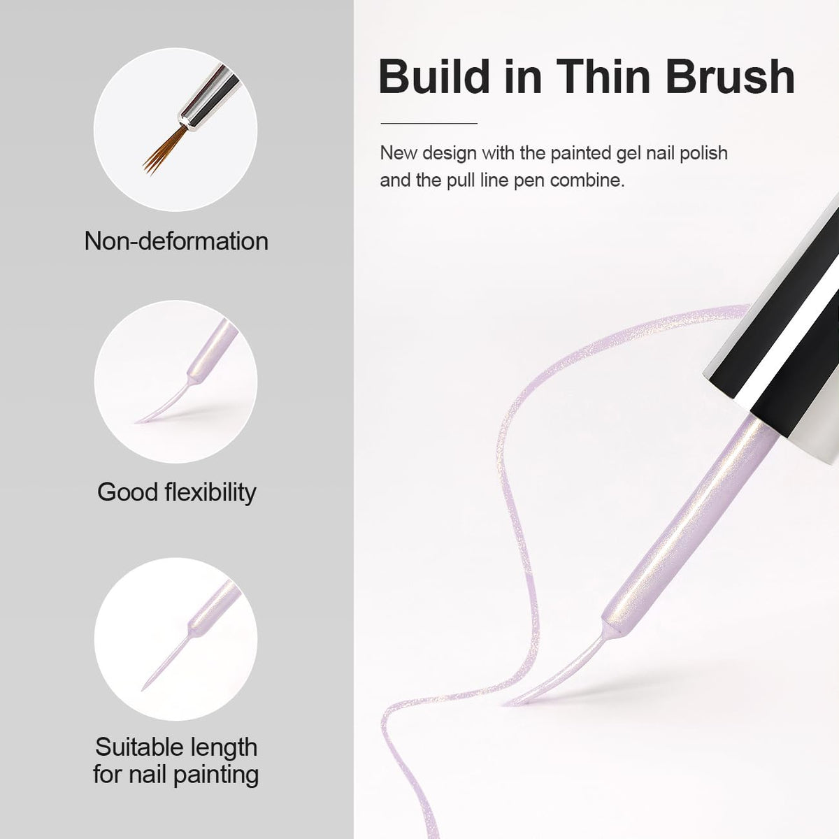 RARJSM Metallic Gel Liner Nail Art Silver Bronze Gold 2pcs Set Mirror Chrome 3D Effect Gel Nail Polish 8ml Build in Thin Brush Metal Painted Drawing Stripper Gelpolish Curing Requires for Home Salon