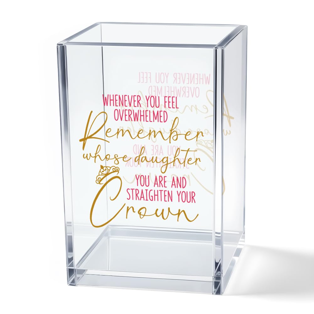 Never Let Anyone Dull Your Sparkle Acrylic Makeup Brush Organizer Holder, Girl Power Desk Acrylic Brushes Storage, Inspirational Quote Gifts for Women Friend Sister Make Up Artist Makeup Lover