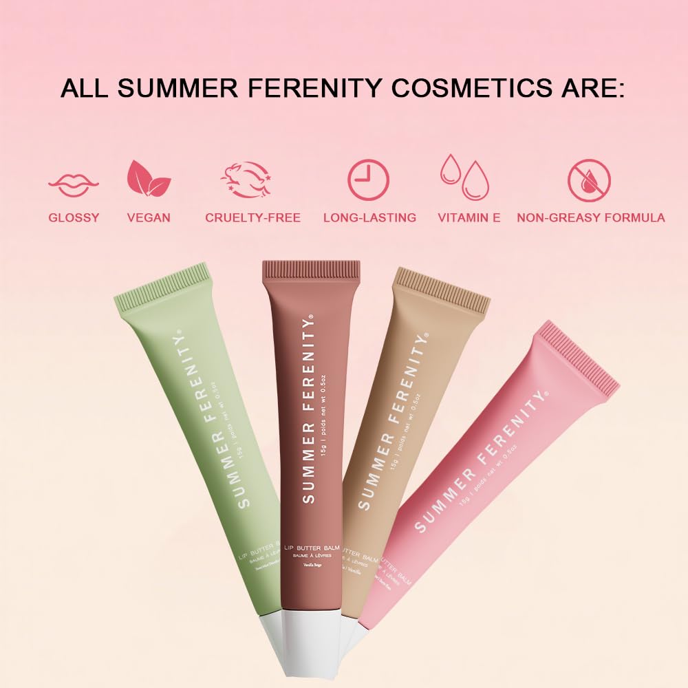 4 PCS Summer Lip Balm Tinted Lip Butter Balm - Conditioning Lip Mask,Ultra-Hydrating,Instant Moisture, Shine,Hydration - Sheer-Tinted,Soothing Lip Care - 0.5 Fl Oz (Pack of 4)