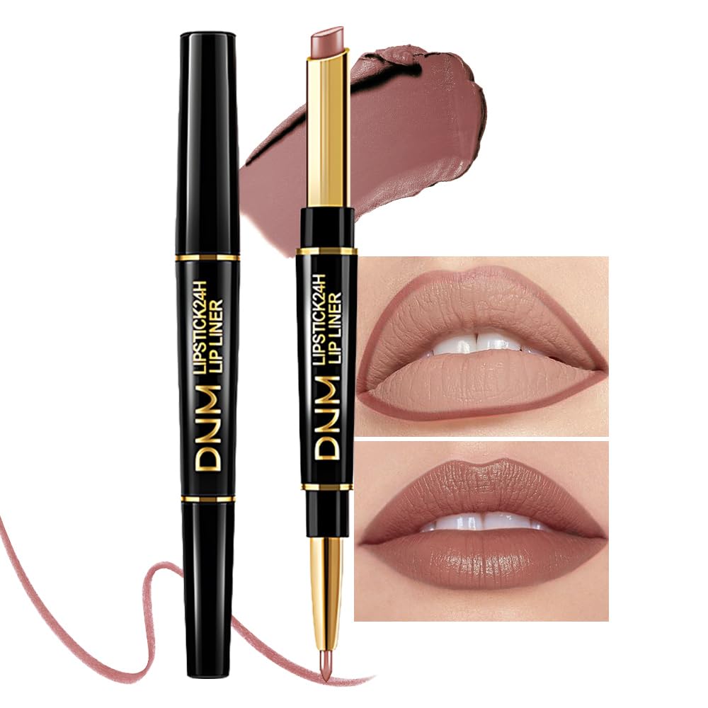 evpct 3Pcs Chestnut Nude Brown Matte Lip Liner and Lipstick Combo Set Kit for Women Antique Rose Magic Lipstick 24 Hours Original Lip Liner Makeup Stain Long Lasting Waterproof Smudge Proof labial