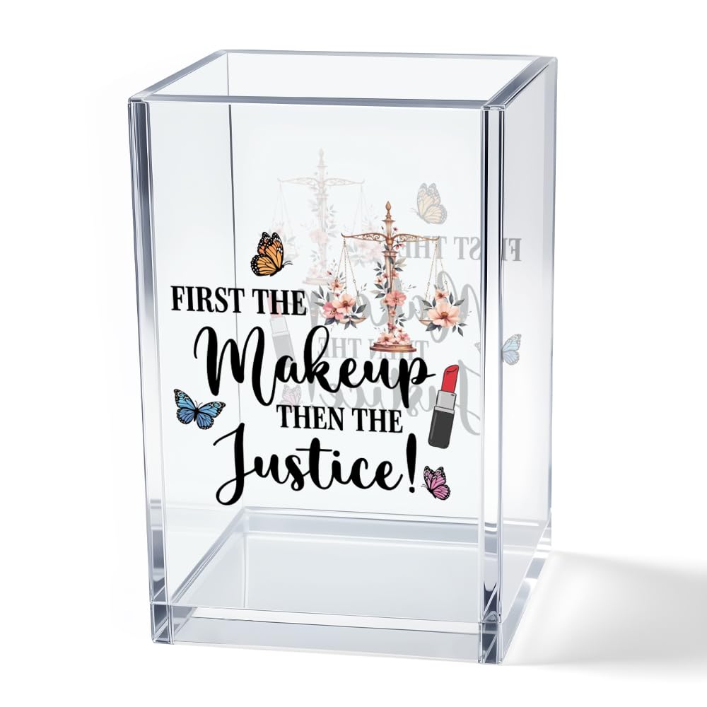 Hello Beautiful Acrylic Makeup Brush Organizer Holder, Positive Affirmation Desk Acrylic Brushes Storage, Make Up Artist Gifts, Morning Affirmation Gifts for Her Wife Sister Friend Makeup Lover