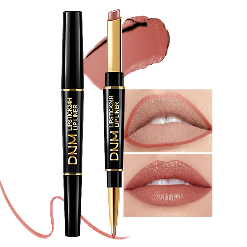 evpct 3Pcs Chestnut Nude Brown Matte Lip Liner and Lipstick Combo Set Kit for Women Antique Rose Magic Lipstick 24 Hours Original Lip Liner Makeup Stain Long Lasting Waterproof Smudge Proof labial
