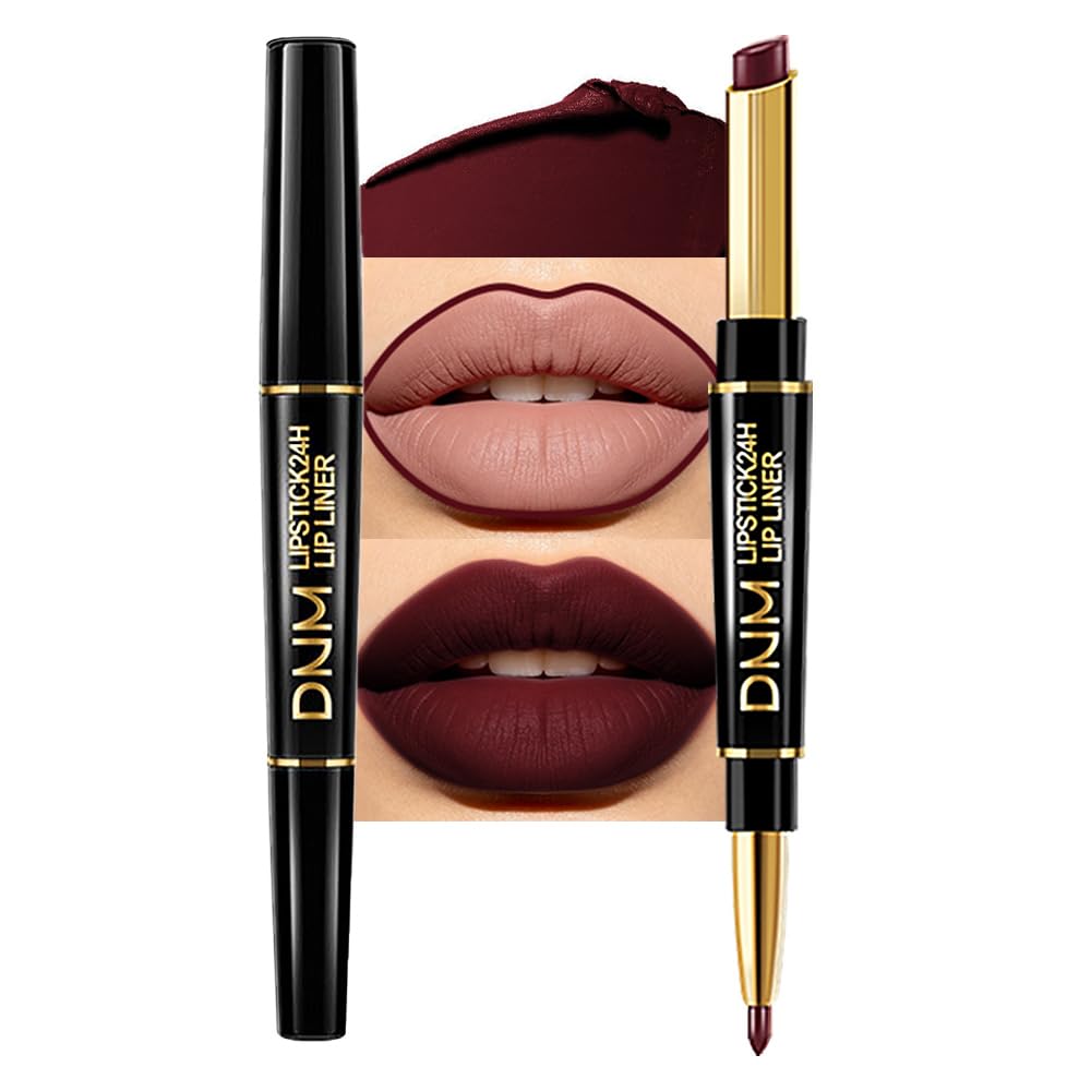 evpct 3Pcs Chestnut Nude Brown Matte Lip Liner and Lipstick Combo Set Kit for Women Antique Rose Magic Lipstick 24 Hours Original Lip Liner Makeup Stain Long Lasting Waterproof Smudge Proof labial