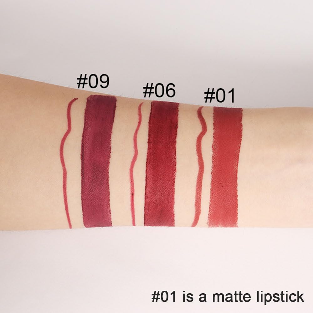 evpct 3Pcs Chestnut Nude Brown Matte Lip Liner and Lipstick Combo Set Kit for Women Antique Rose Magic Lipstick 24 Hours Original Lip Liner Makeup Stain Long Lasting Waterproof Smudge Proof labial