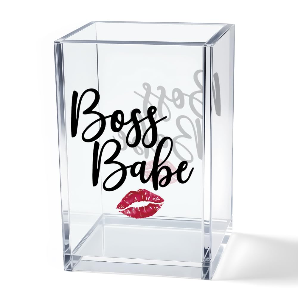 Hello Beautiful Acrylic Makeup Brush Organizer Holder, Positive Affirmation Desk Acrylic Brushes Storage, Make Up Artist Gifts, Morning Affirmation Gifts for Her Wife Sister Friend Makeup Lover