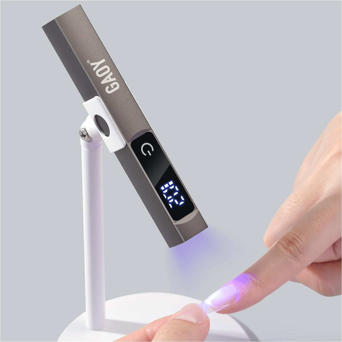 GAOY Handheld UV Light for Gel Nails with Stand, Cordless Nail Lamp, Silver