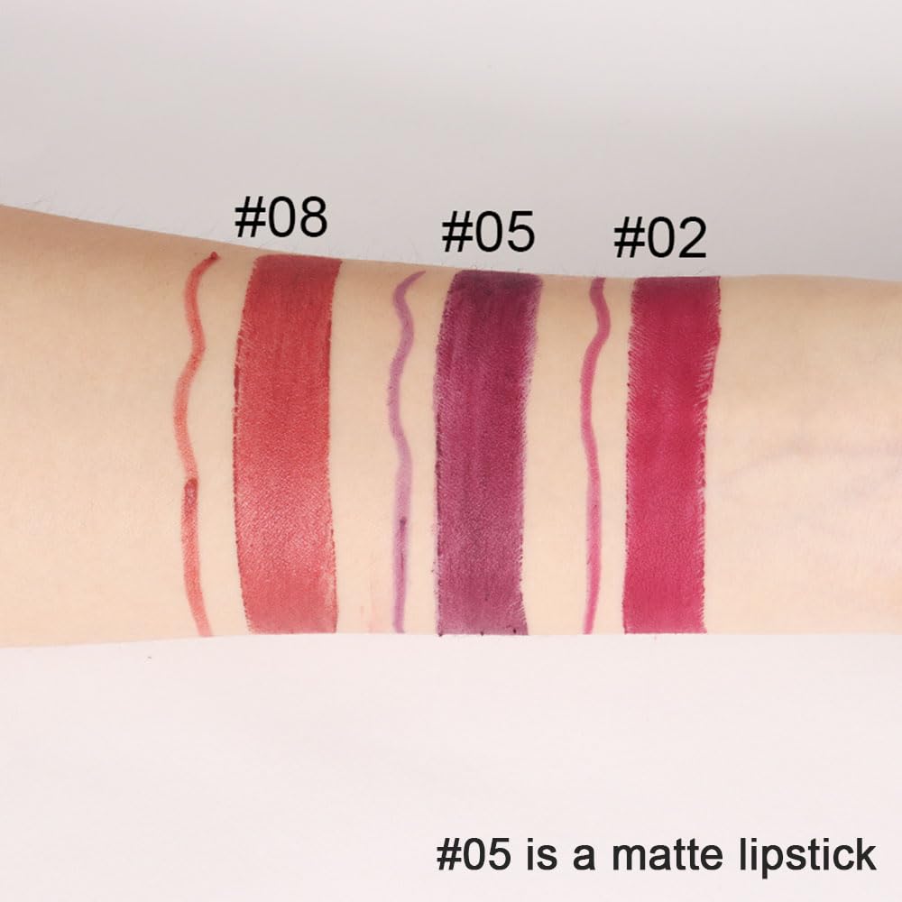 evpct 3Pcs Chestnut Nude Brown Matte Lip Liner and Lipstick Combo Set Kit for Women Antique Rose Magic Lipstick 24 Hours Original Lip Liner Makeup Stain Long Lasting Waterproof Smudge Proof labial