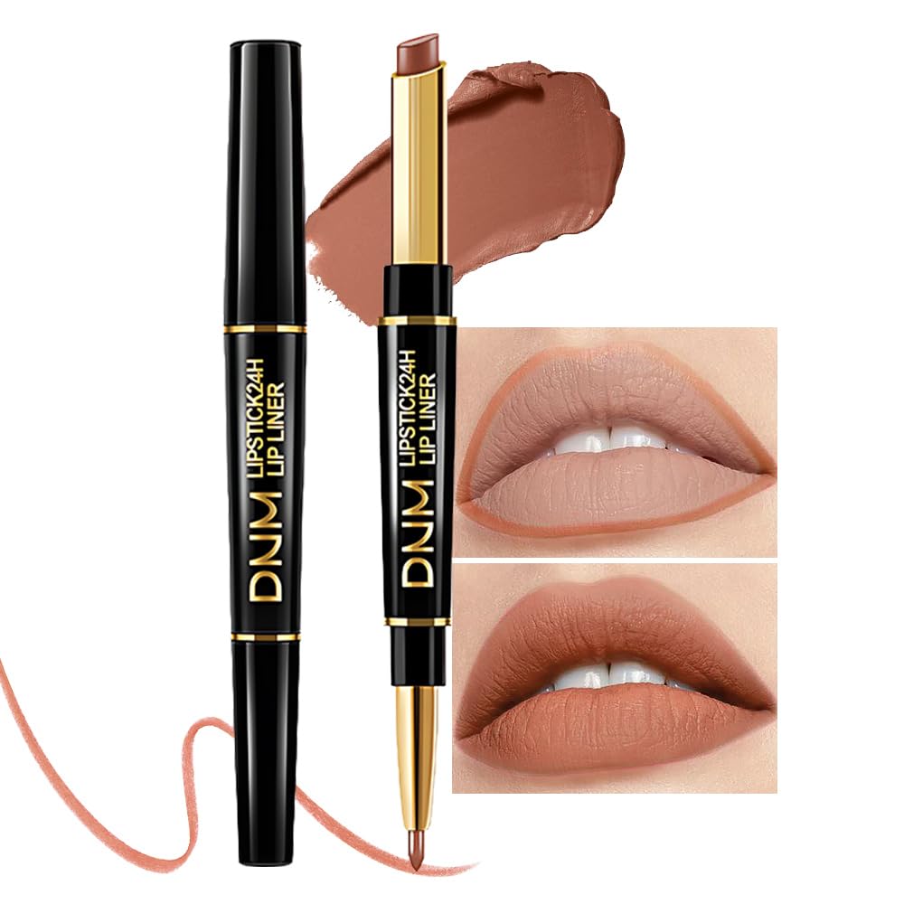 evpct 3Pcs Chestnut Nude Brown Matte Lip Liner and Lipstick Combo Set Kit for Women Antique Rose Magic Lipstick 24 Hours Original Lip Liner Makeup Stain Long Lasting Waterproof Smudge Proof labial