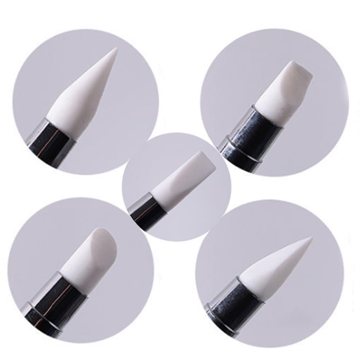 5 Pcs Nail Art Sculpture Pen Dual Tipped Silicone Nail Tools Nail Art Silicone Brushes for Design Nail Carving Drawing Shaping Effect
