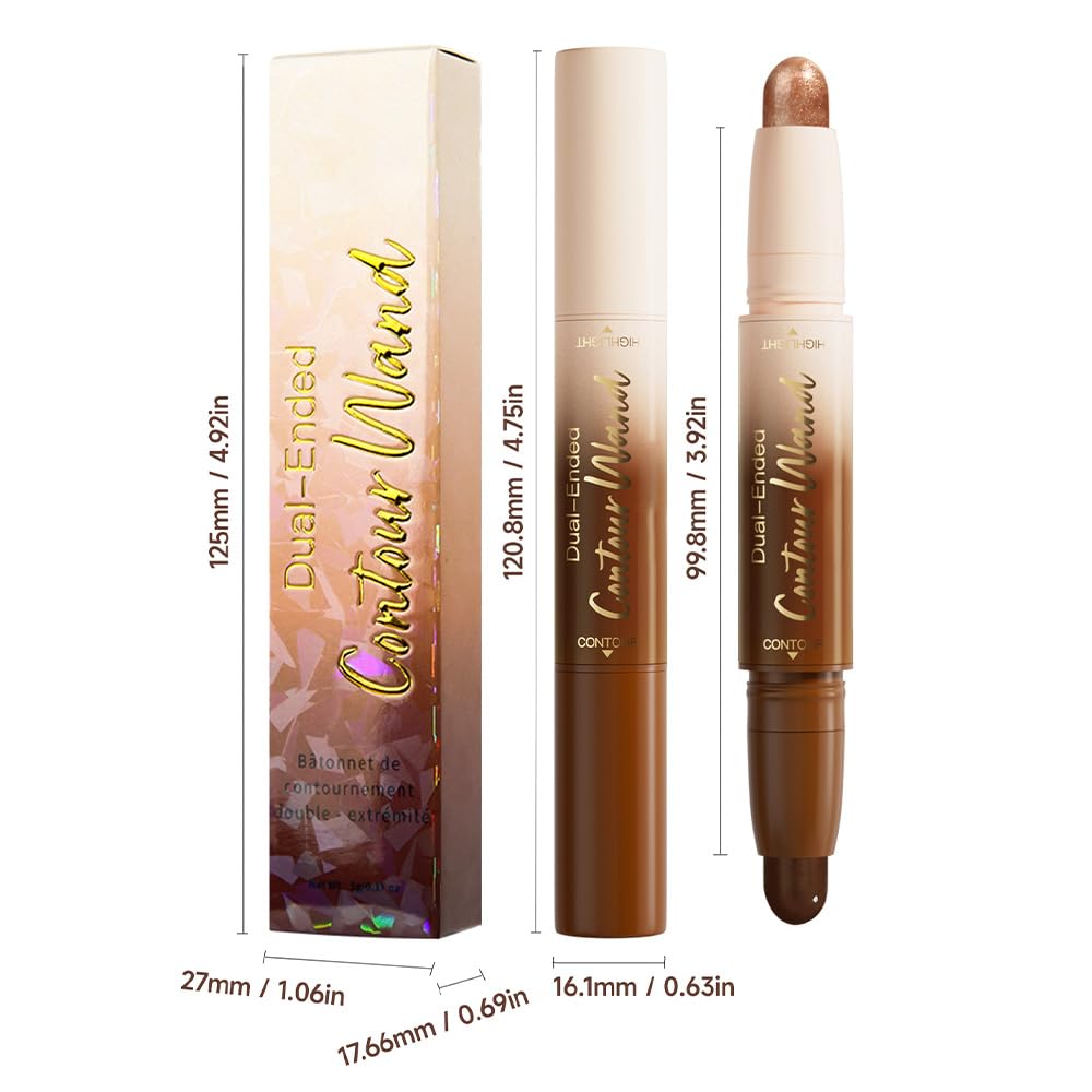 FeiCuiYun Dual-Ended 2-in-1 Cream Contour & Highlighter Stick Makeup For Face & Body – Waterproof, Long-Lasting, Suitable for All Skin Tones, 21#Fair(Nuetral Nude + Beige)