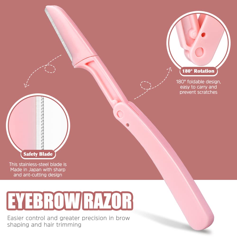 TsMADDTs 7 pcs Tweezers for Women Facial Hair, Precision Tweezer Set for Eyebrows with Curved Scissor and Eyebrow Razor for Ingrown Hair