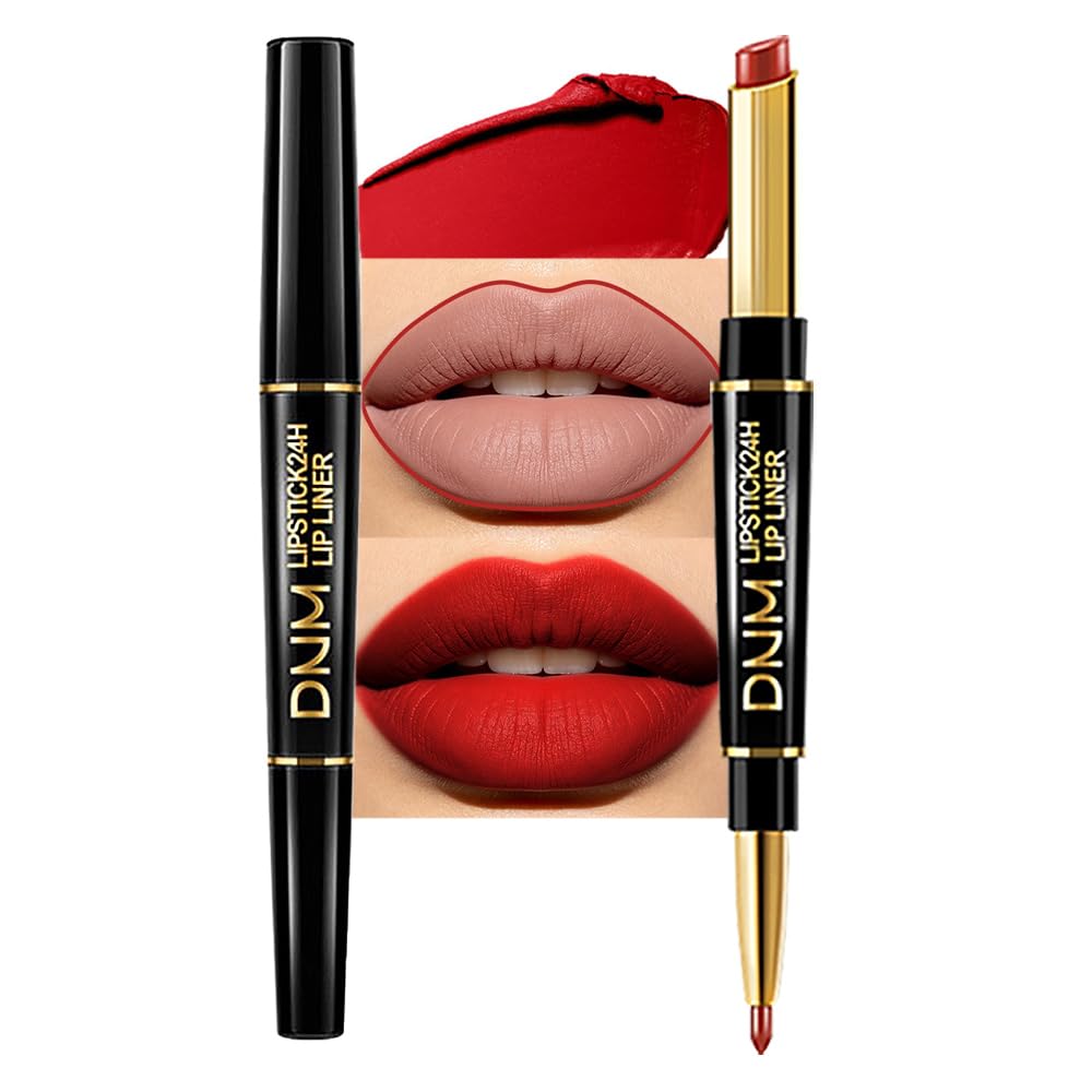 evpct 3Pcs Chestnut Nude Brown Matte Lip Liner and Lipstick Combo Set Kit for Women Antique Rose Magic Lipstick 24 Hours Original Lip Liner Makeup Stain Long Lasting Waterproof Smudge Proof labial