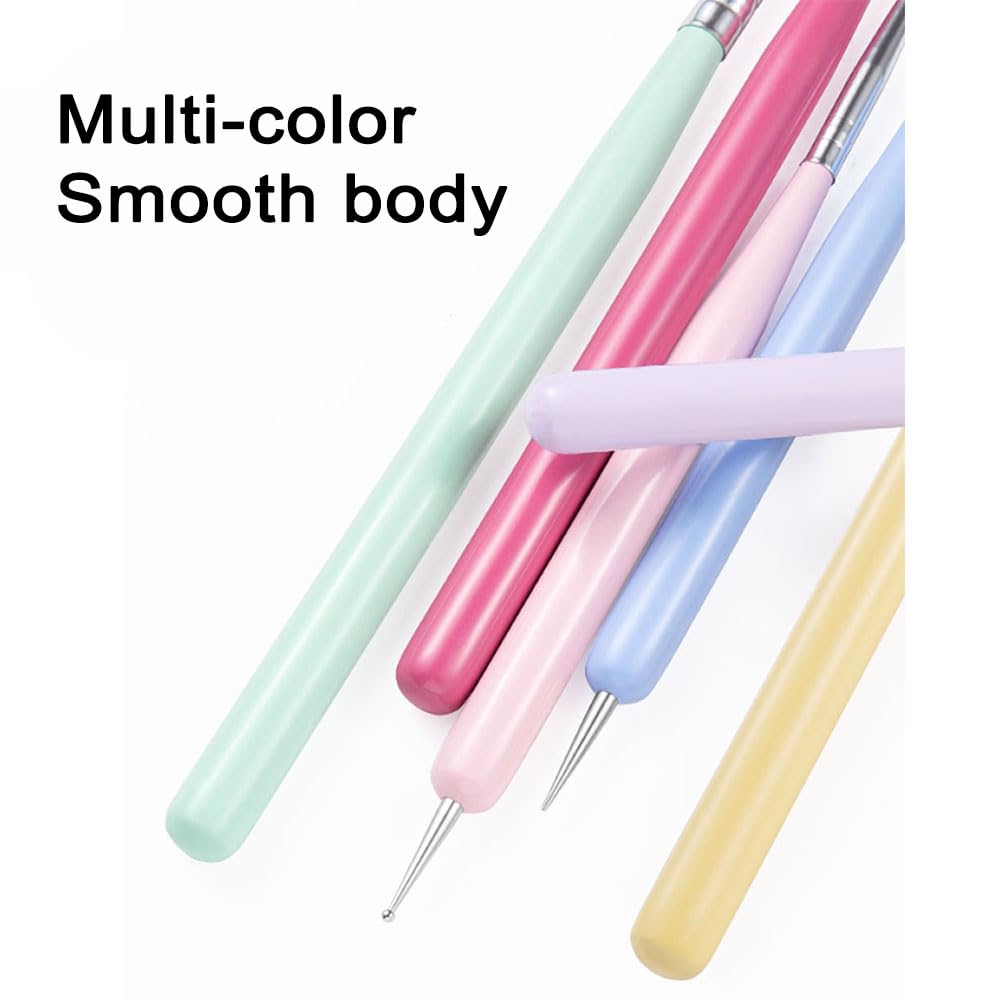 5 Pcs Nail Art Sculpture Pen Dual Tipped Silicone Nail Tools Nail Art Silicone Brushes for Design Nail Carving Drawing Shaping Effect