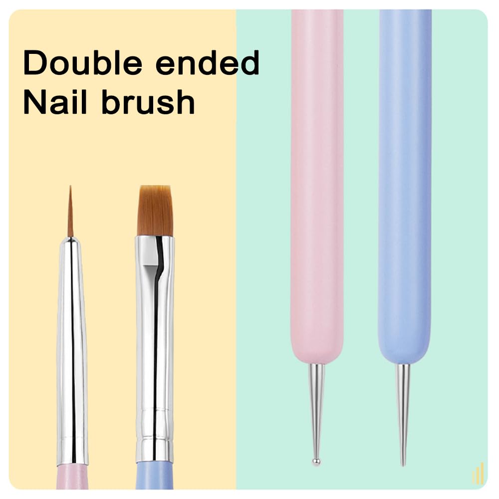 5 Pcs Nail Art Sculpture Pen Dual Tipped Silicone Nail Tools Nail Art Silicone Brushes for Design Nail Carving Drawing Shaping Effect