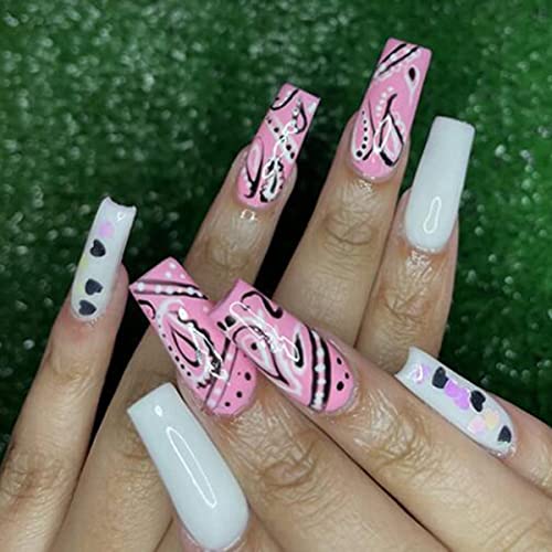 BTArtbox Half Cover Clear Fake Nails with Case, Long Square, 500 Pcs