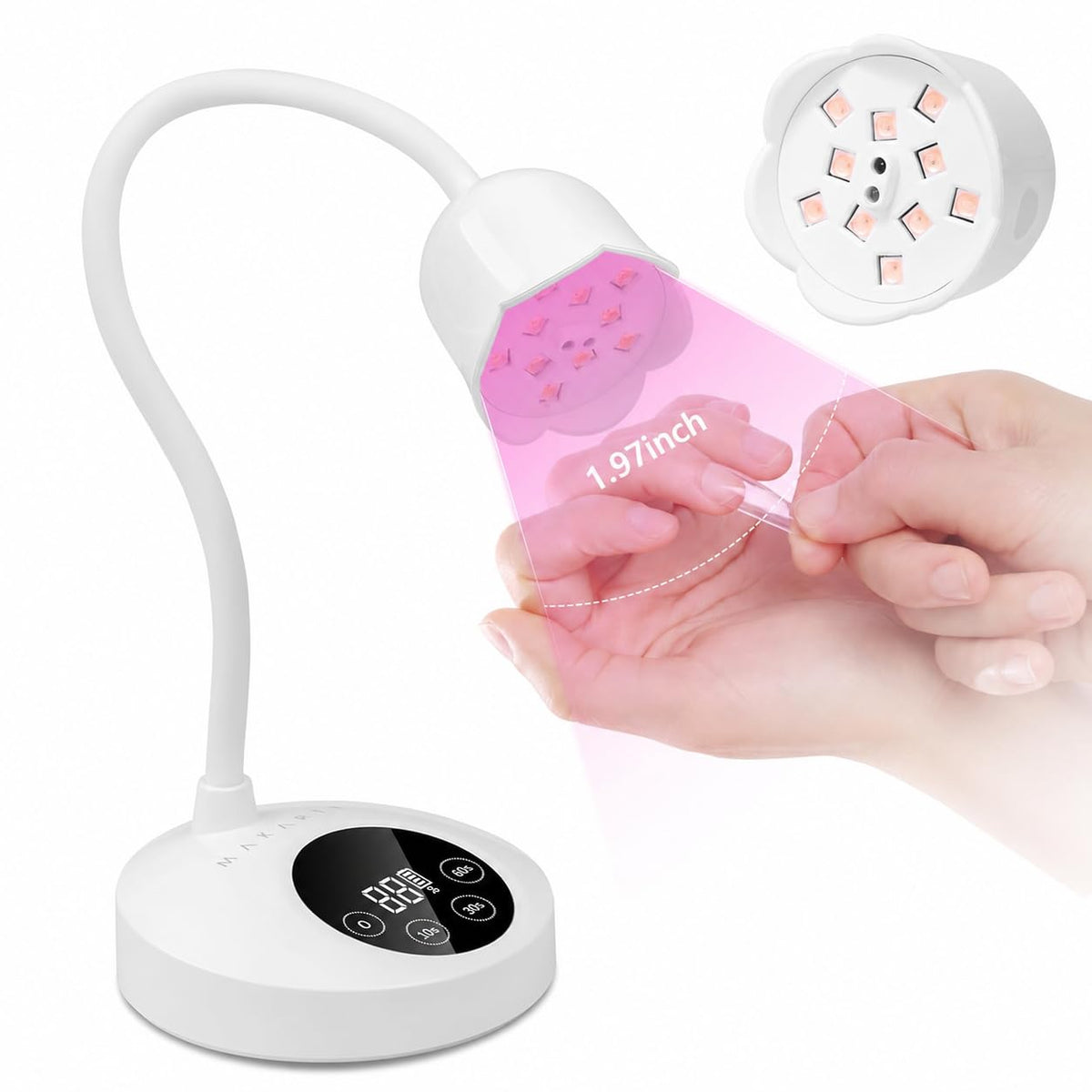 Makartt Cordless Gooseneck UV Nail Lamp for Gel-X Nails, Flash Cure