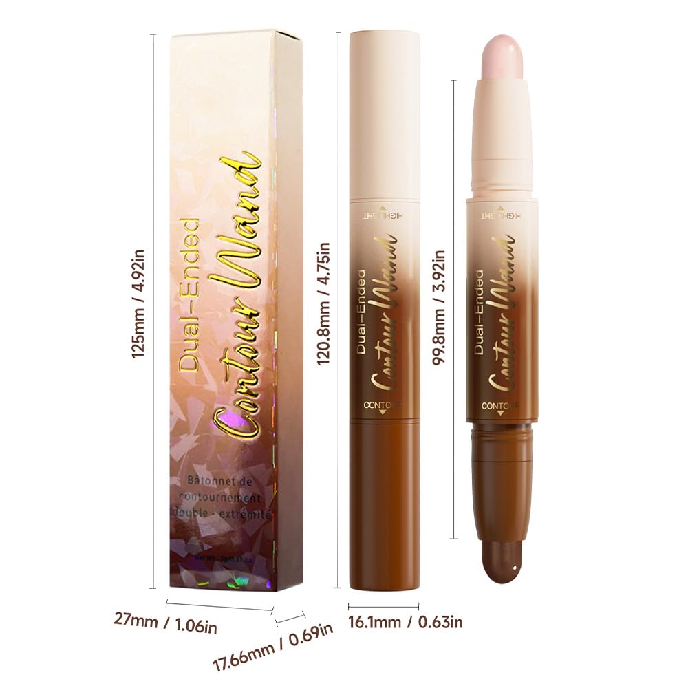 FeiCuiYun Dual-Ended 2-in-1 Cream Contour & Highlighter Stick Makeup For Face & Body – Waterproof, Long-Lasting, Suitable for All Skin Tones, 21#Fair(Nuetral Nude + Beige)
