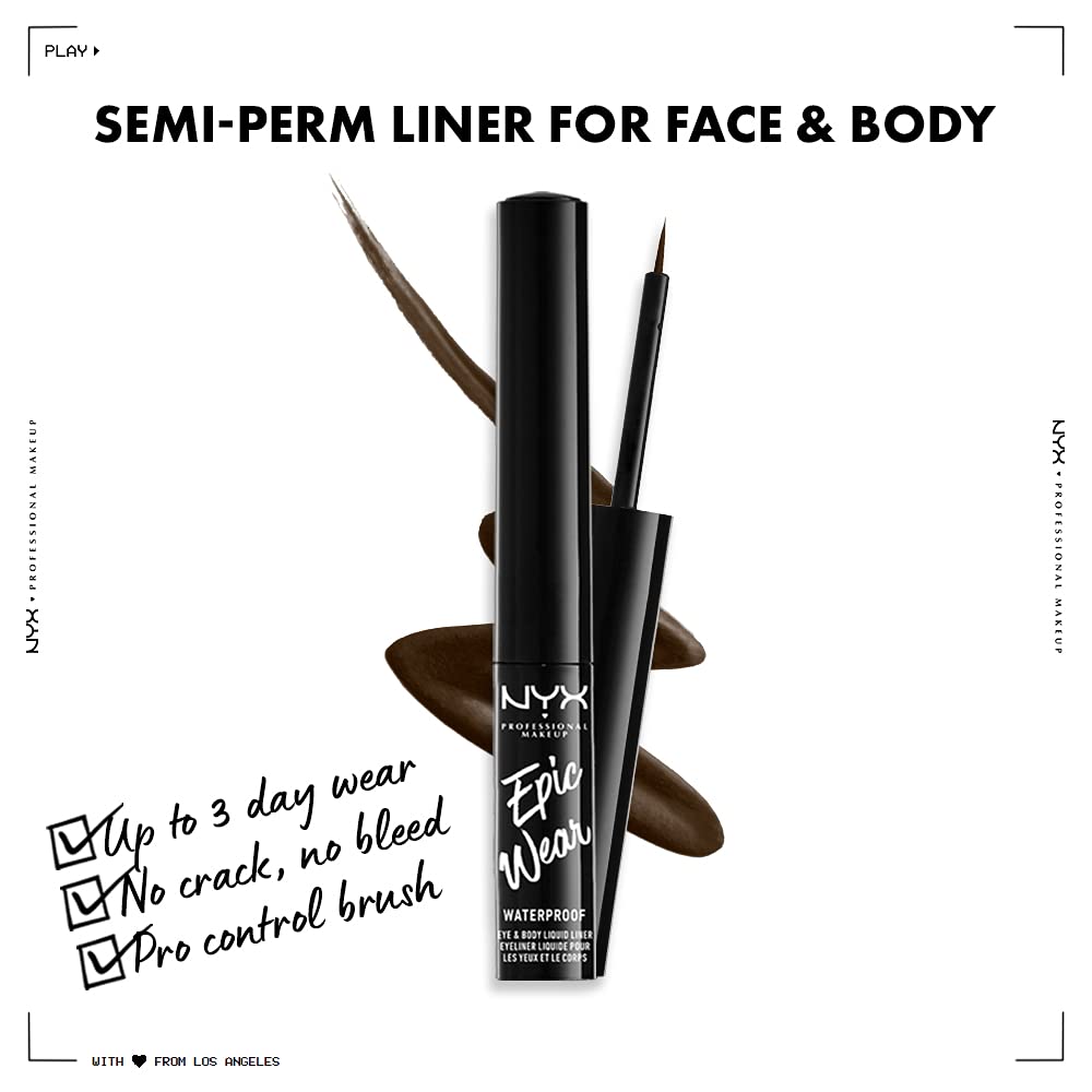 NYX PROFESSIONAL MAKEUP Epic Wear Liquid Liner, Long-Lasting Waterproof Eyeliner - Black