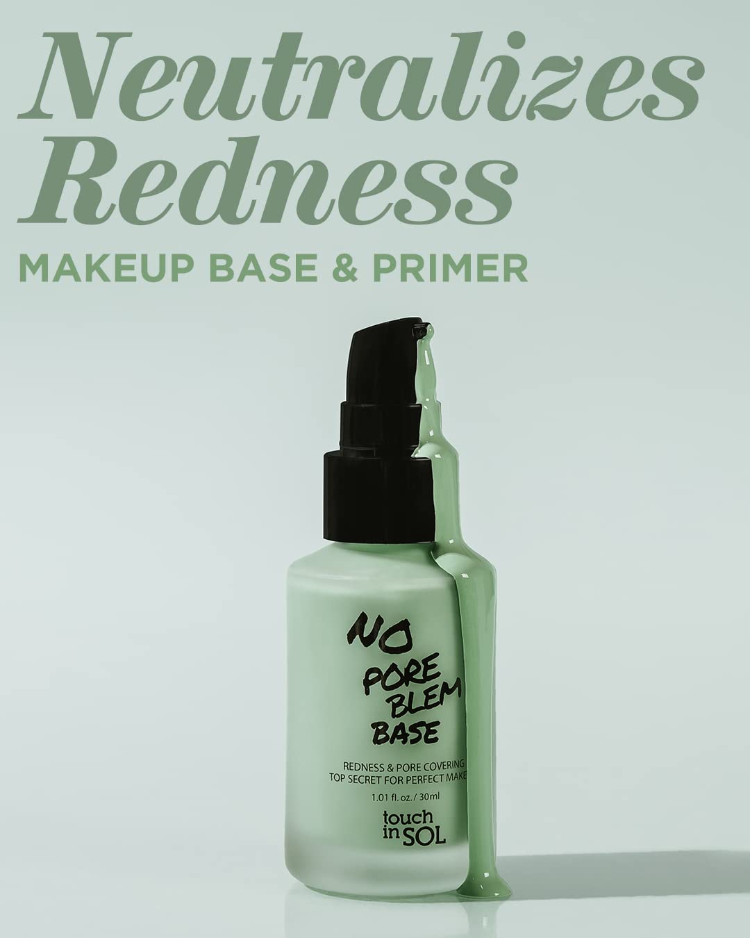 TOUCH IN SOL No Poreblem Primer – Pore Primer for Korean Makeup, Mattifying Primer for Oily Skin, Pore Eraser for Large Pores, Blurring Finish from K Beauty (1.01 fl.oz/30ml)