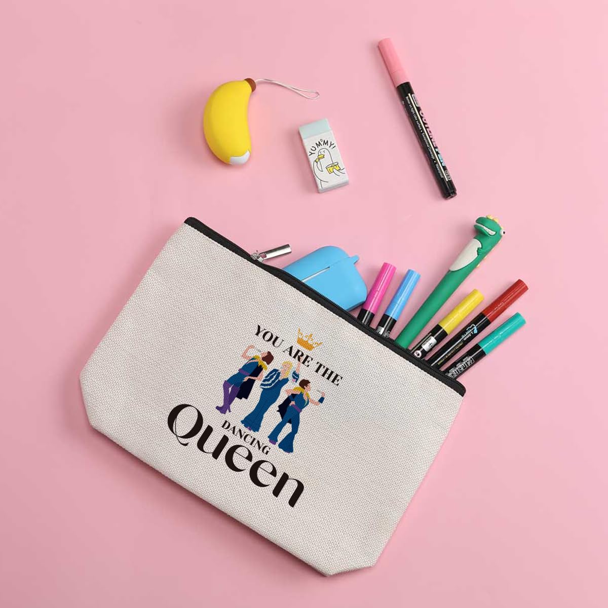 ZHAMEN Vintage Makeup Bag Weird Girls Cosmetic Bag for Women