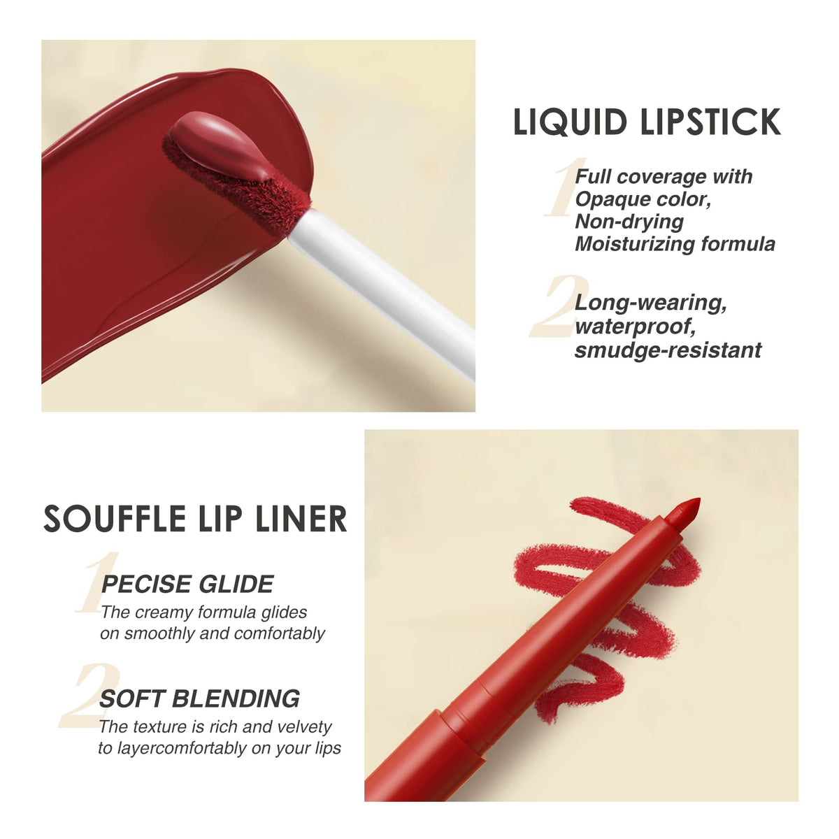 12Pcs Matte Liquid Lipstick and Lip Liner Set, Lip Makeup Combo (Set A)