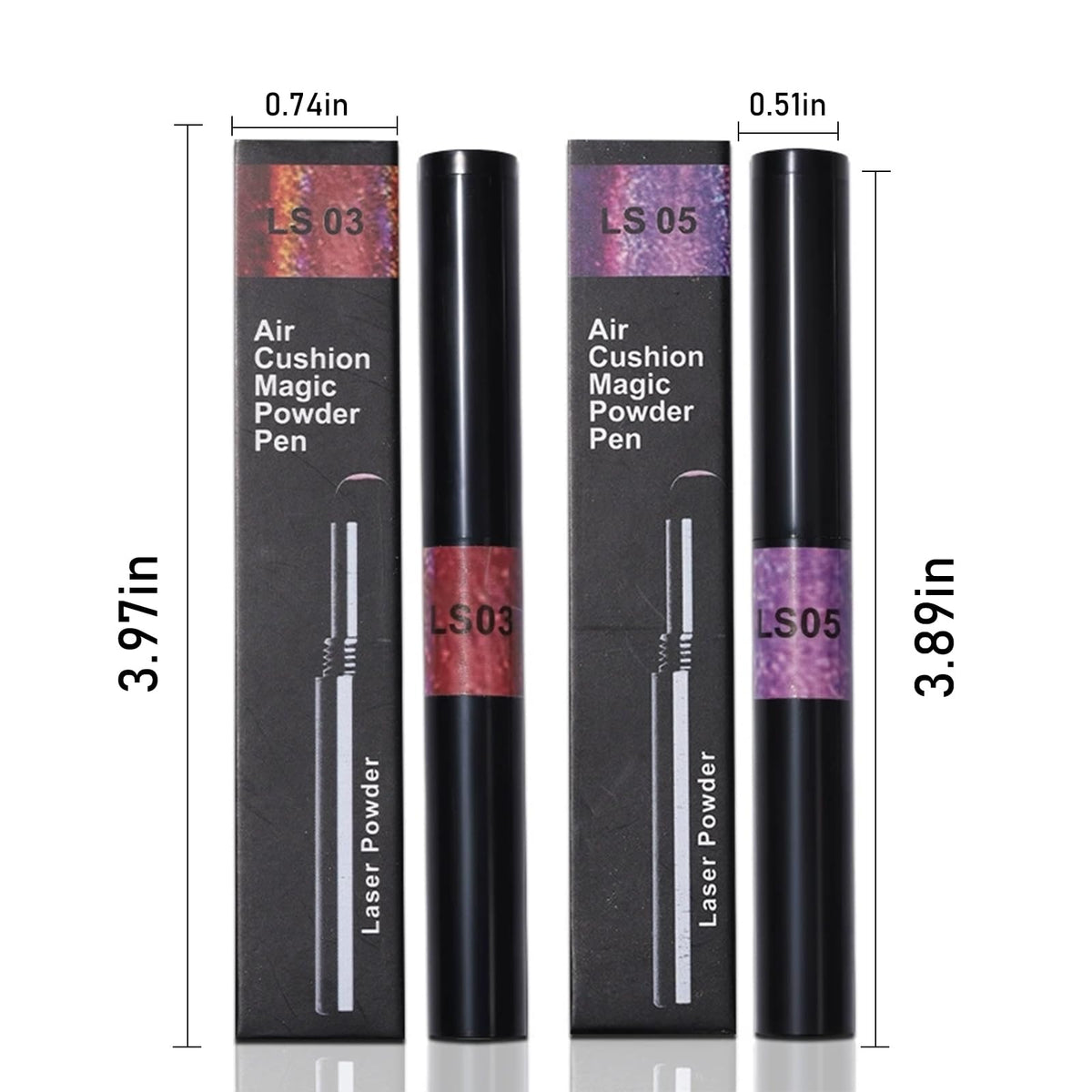 Air Cushion Chrome Powder Nail Pen Set (2 PCS) - Holographic Laser Mirror Effect Chrome Nail Pens, Magic Powder Applicator for Nails for DIY Nail Art & Salon Use